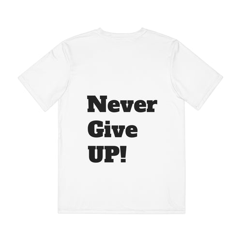 Motivational Men's Tee — "I will do it myself." Front & "Never Give UP!" Back